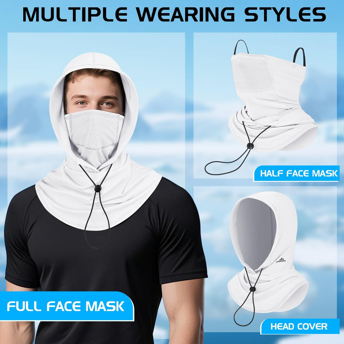 UV Protection Breathable Balaclava Face Mask for Outdoor Sports White