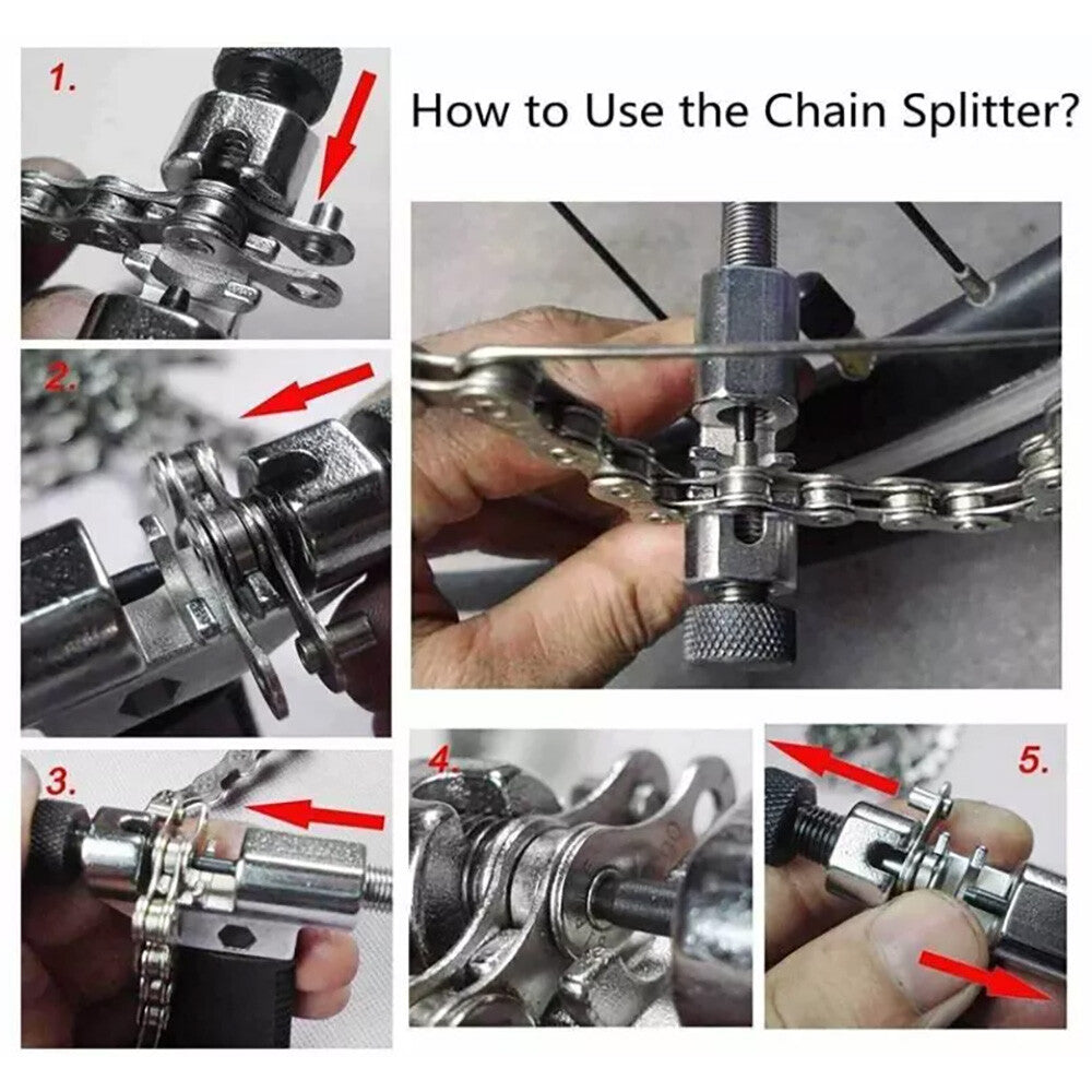 Bike Repair Tool Kit 9 Pieces with Chain Cutter, Crank & Freewheel Remover