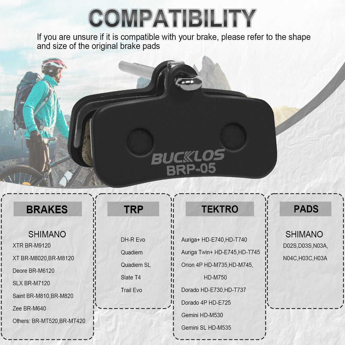 MTB Disc Brake Pads 4 Piston Resin Set for SHIMANO D02S D03S TEKTRO HD-M735