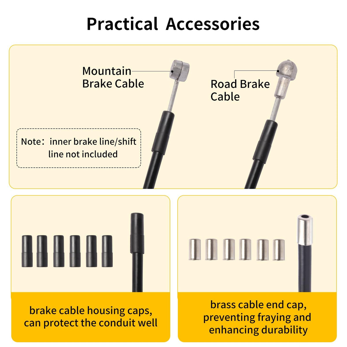 Universal 5mm Bicycle Brake Cable Housing 3m with End Caps for Mountain & Road Bikes
