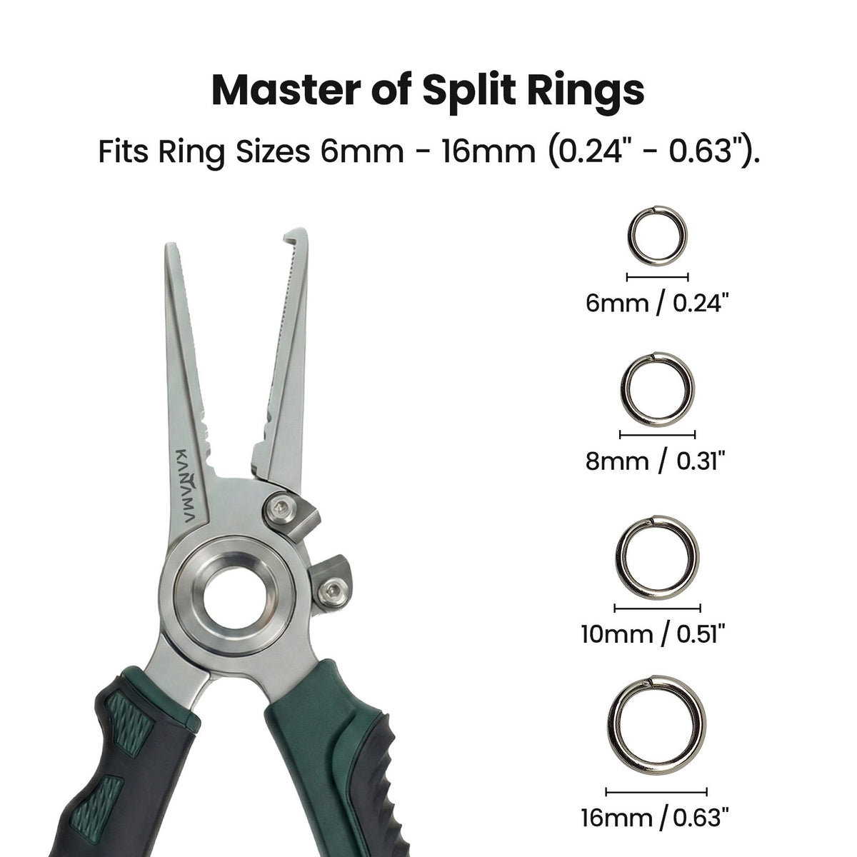 Stainless Steel Saltwater Fishing Pliers 7.5 Inch with Split Ring & Line Cutters