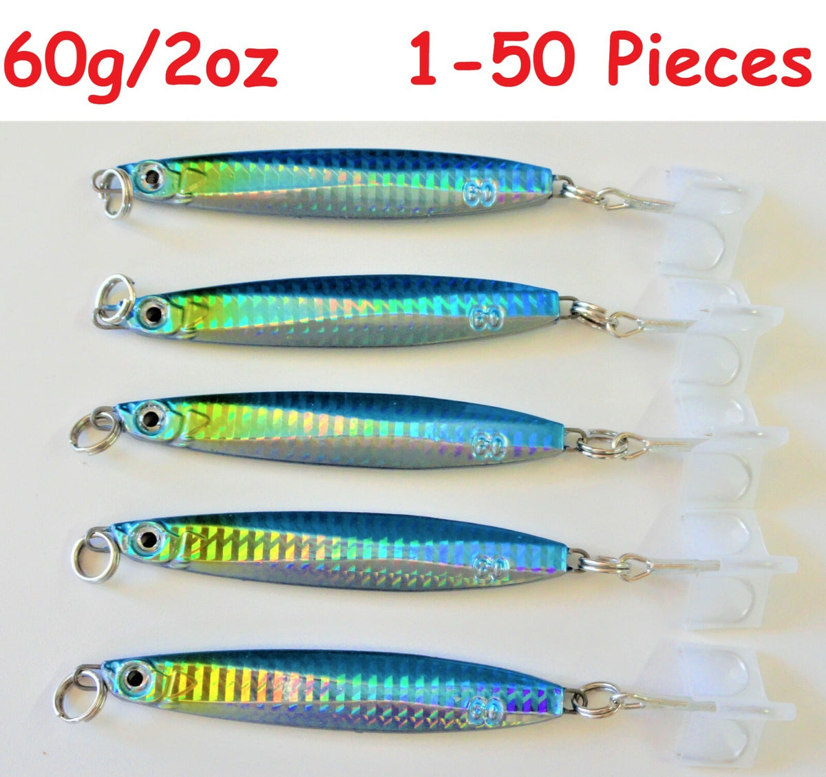 Fishing Jigs 60g/2oz Blue Sardine Vertical Fish Lures for Saltwater & Freshwater
