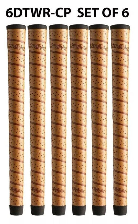 Set of 6 Midsize Copper Handlebar Grips with Non-Slip Dri-Tac Wraps
