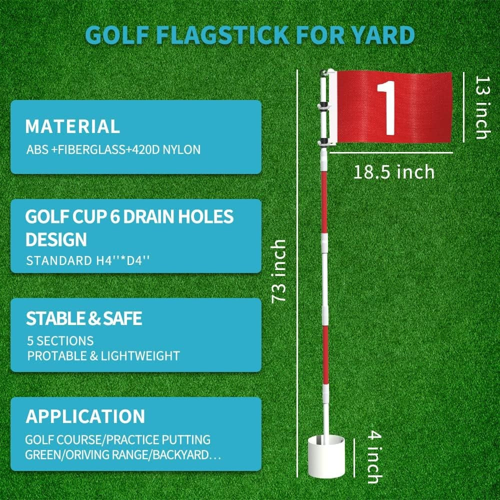 6Ft Golf Flagstick and Cup Set for Yard Driving Range and Golf Practice