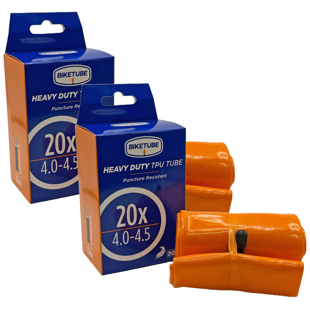 Heavy Duty Bicycle Inner Tubes 20x4.0-4.5 with Schrader Valve - Puncture-Resistant