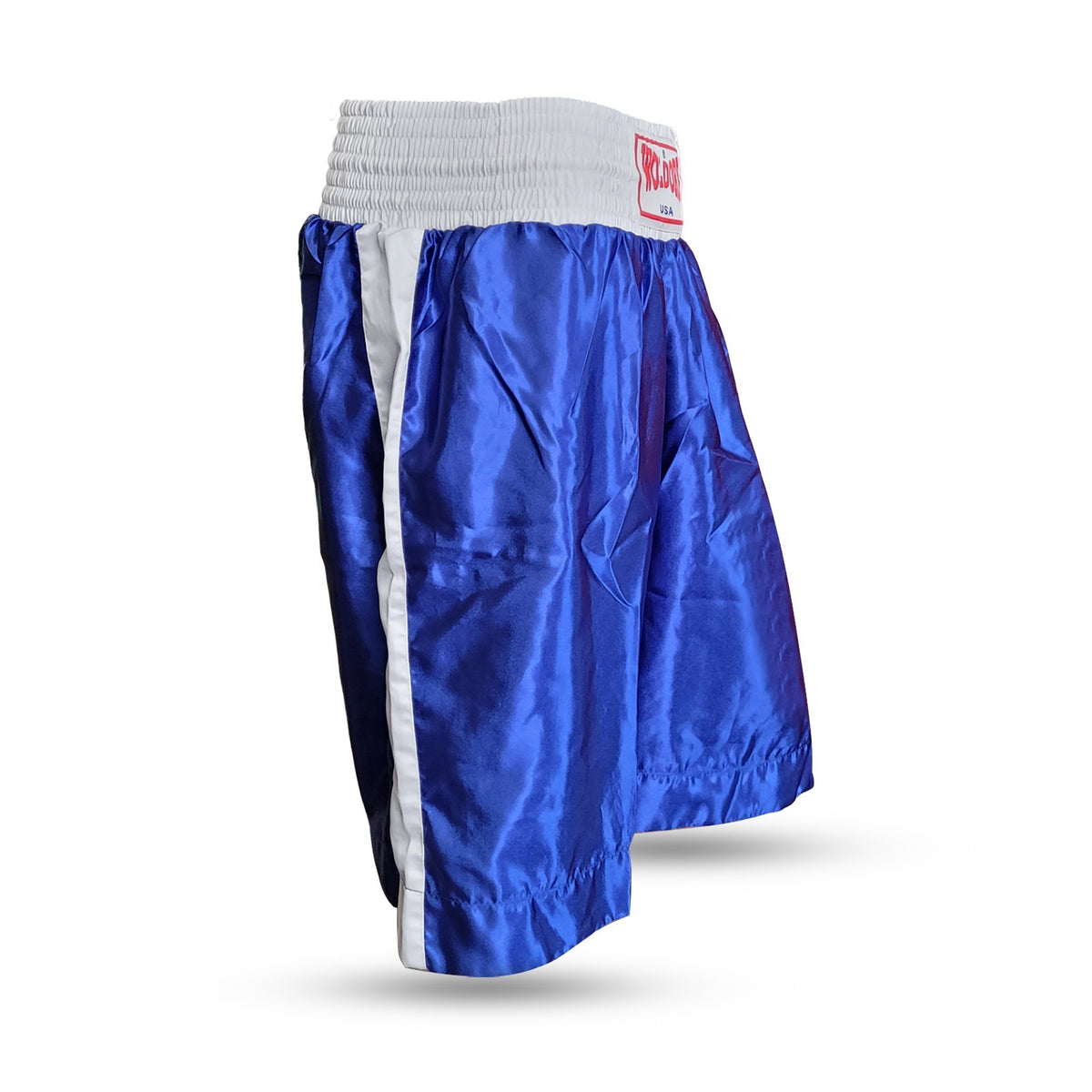 Men's Satin Boxing Shorts - Blue & White Kickboxing MMA Training Shorts