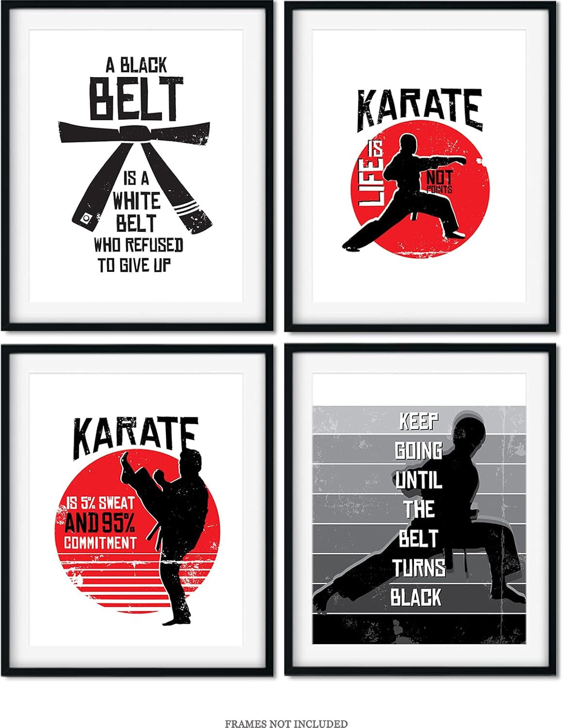 Martial Arts Wall Decor Set of 4 - Jujitsu, Taekwondo, Judo, MMA