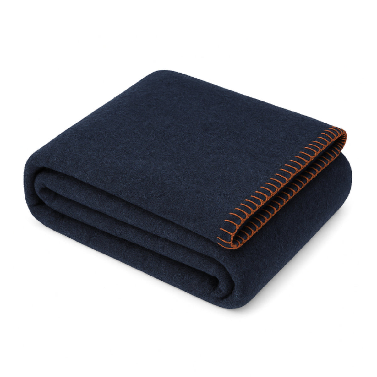 Heavy Duty Wool Blanket for Camping Emergency Preparedness 64 x 84 Inches - Navy Blue