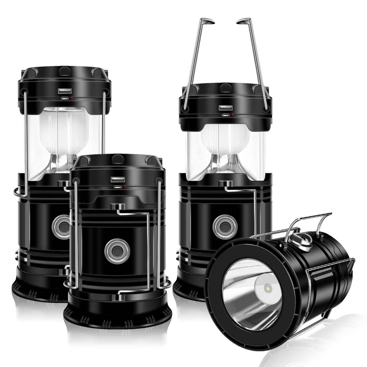 Rechargeable Solar Camping Lantern & Flashlight - Collapsible Waterproof LED Light for Outdoor & Emergency Use