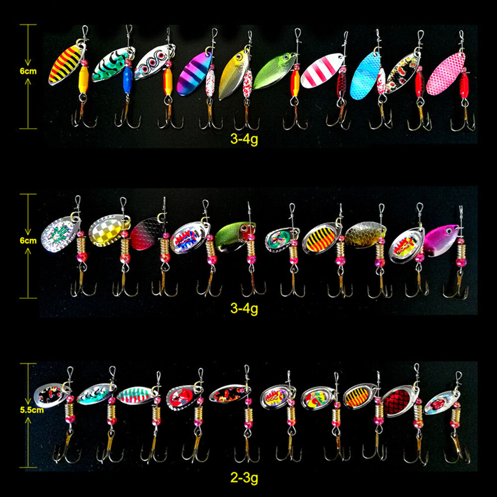 30PCS Sparkling Sequin Fishing Lure Set Artificial Spinnerbait Baits