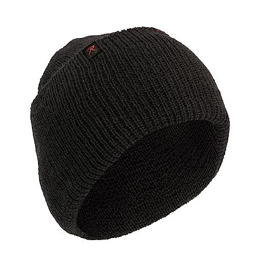 Black Wool Watch Cap - Insulated Military Style Beanie for Outdoor Activities