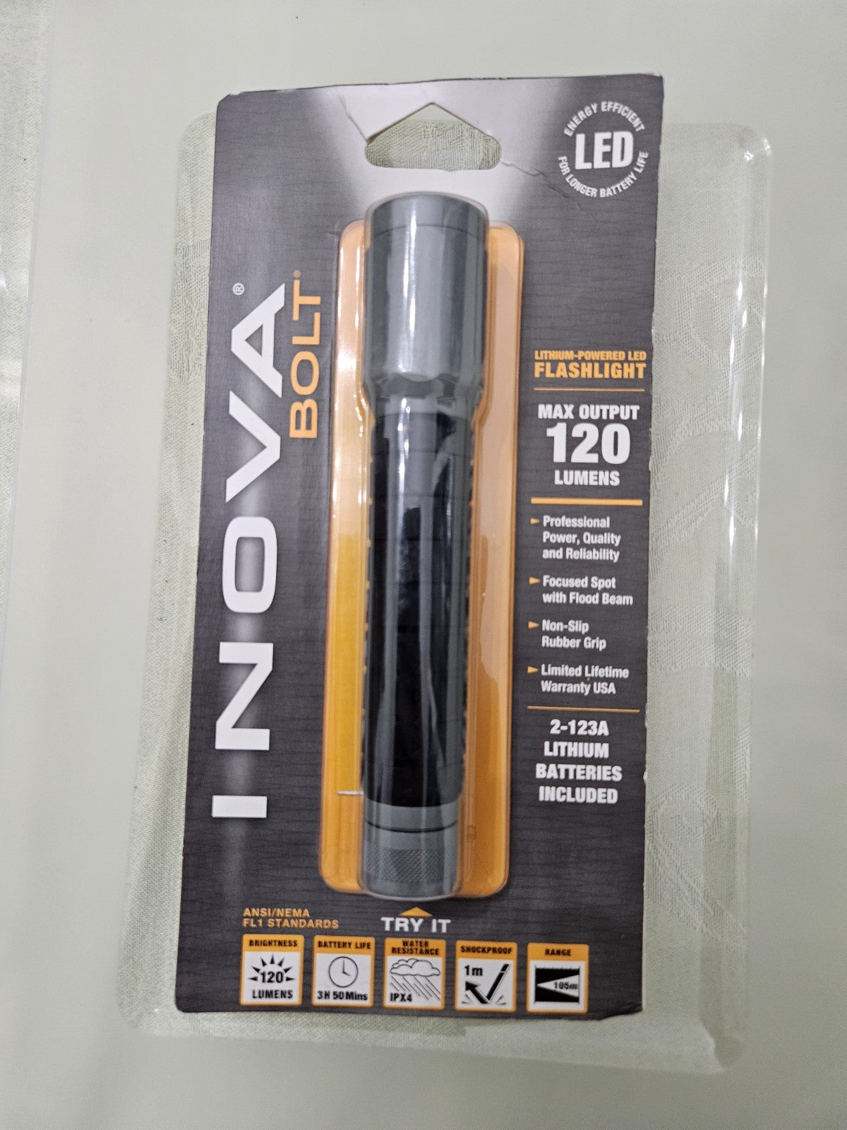 Lithium-Powered LED Flashlight 120 Lumens Portable Outdoor Light