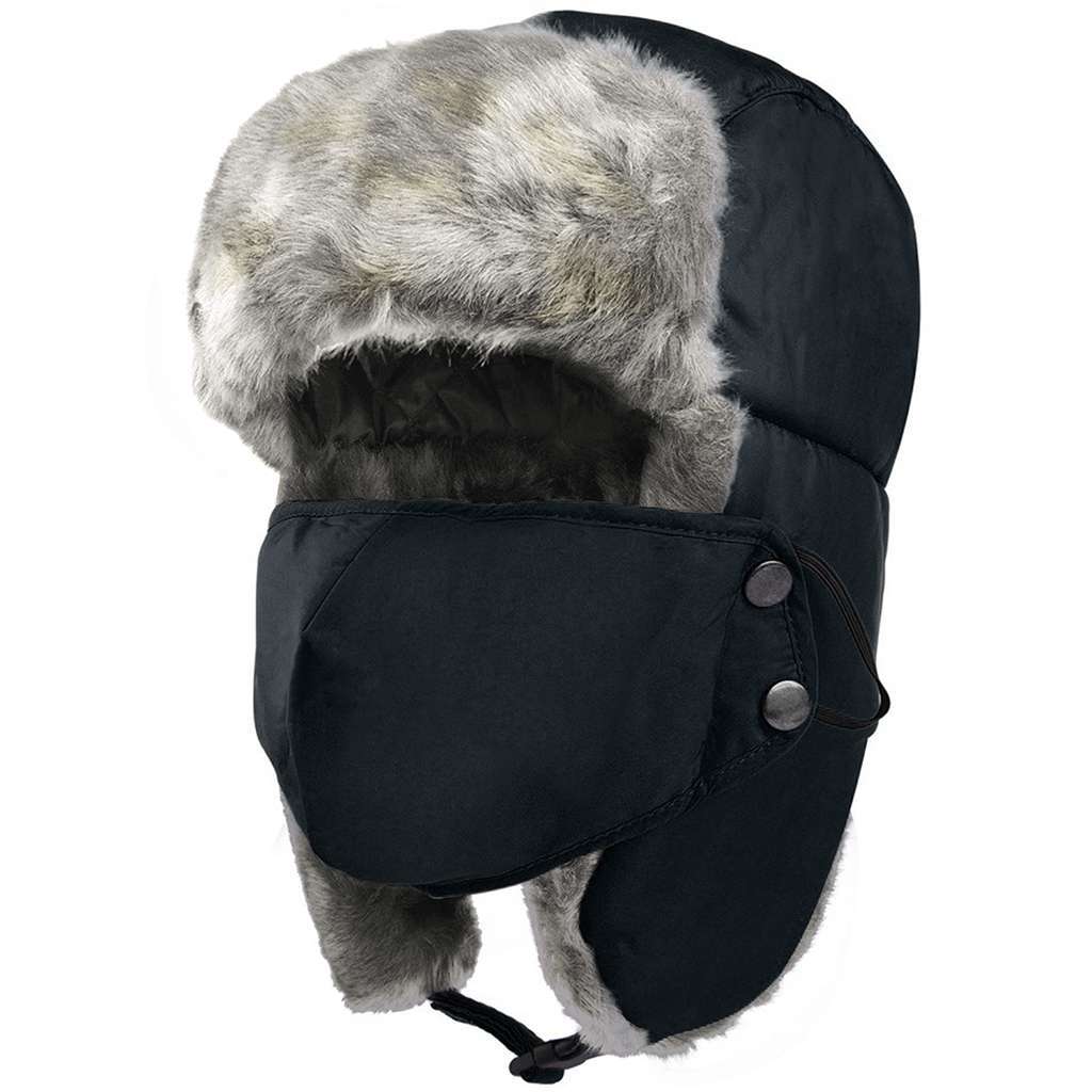 Men's Winter Ear Flap Thermal Hat with Removable Face Mask - Snow Ski Cap