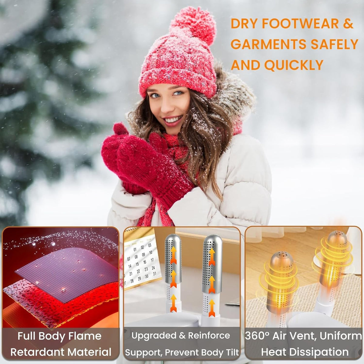 Electric Shoe Dryer with Heat Blower, 4 Drying Cycles, Portable Shoe & Boot Dryer