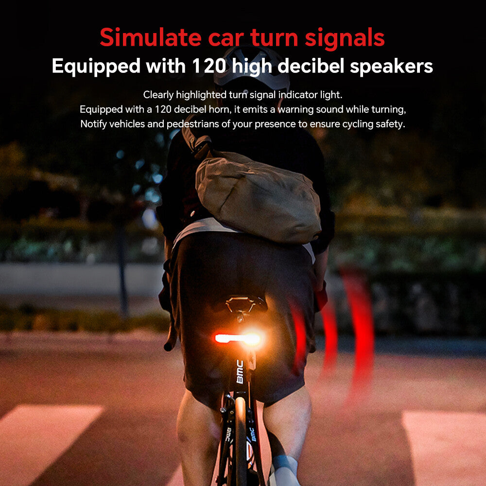 Bike Turn Signal Rear Light with Anti-Theft Alarm & Brake Warning