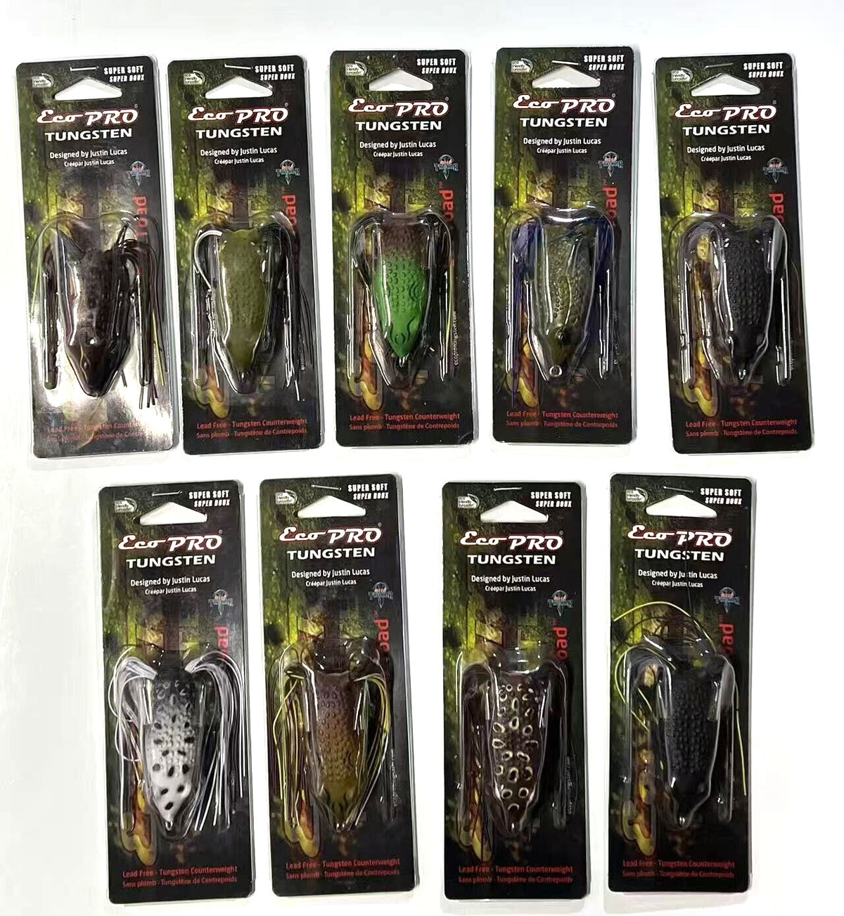 Bass Fishing Frog Lure - Eco Toad Hollow Body Soft Rubber Bait with Hooks