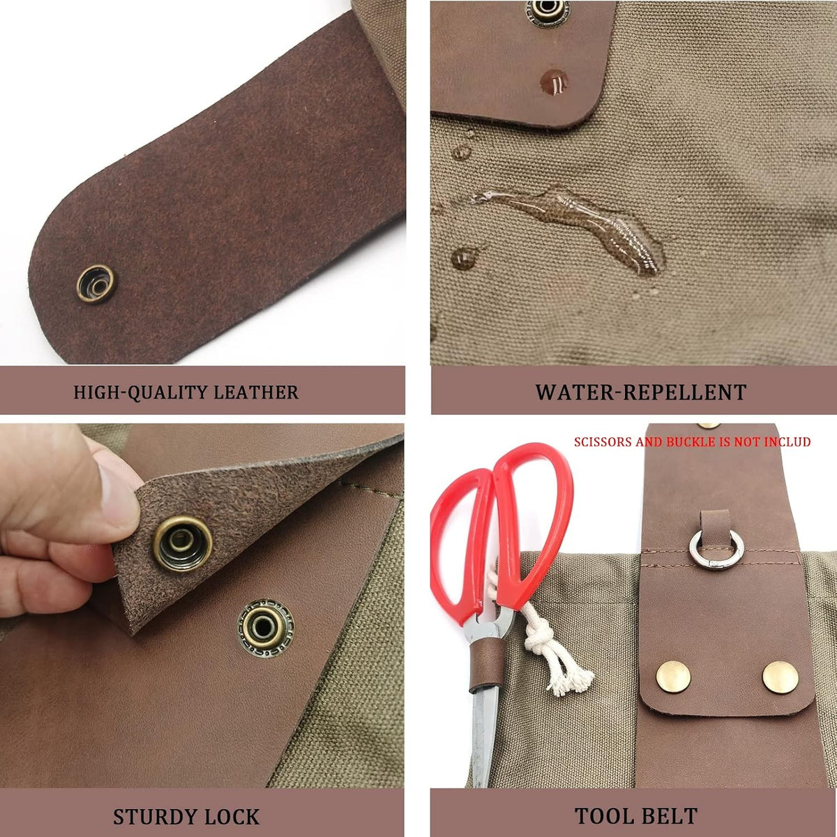 Water-Resistant Canvas Foraging Pouch with Leather Handles, Collapsible Bag for Mushrooms & Outdoor Activities