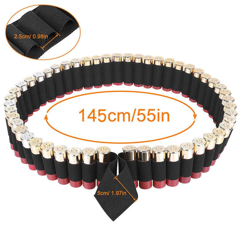 Hunting Shotgun Shell Bandolier Holder 12/20 Gauge 50 Rounds Nylon Belt