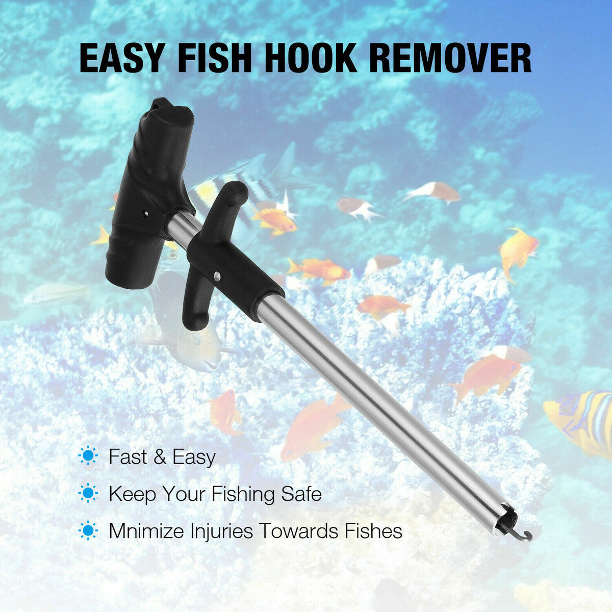 Fish Hook Remover Puller Tool - Stainless Steel & Aluminum Fishing Tackle
