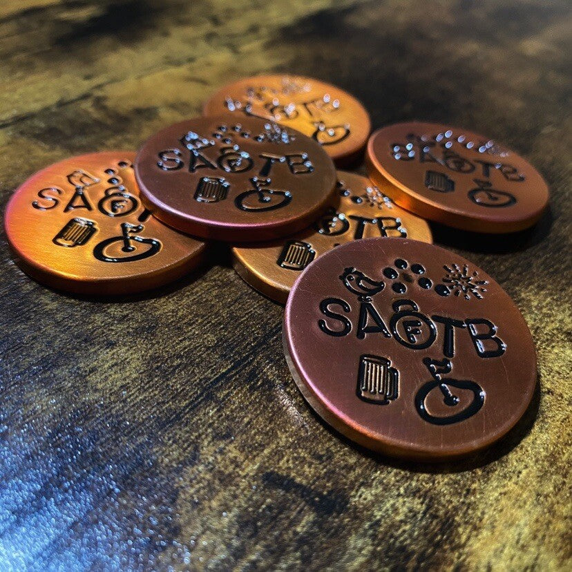 Handmade Copper Golf Ball Marker - Customizable Saturday for the Boys Gift