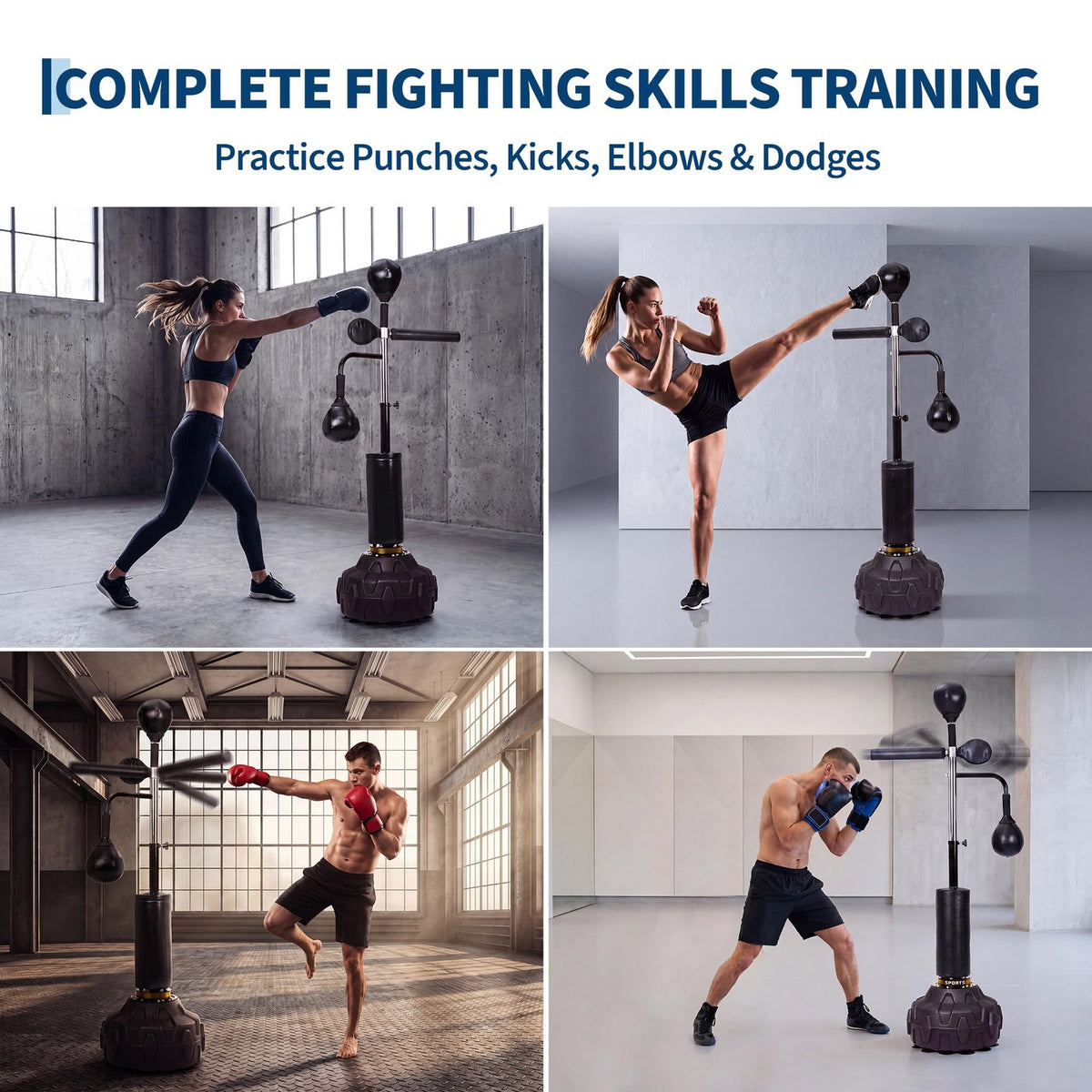 Freestanding Speed Bag Stand Boxing Punching Rack with Adjustable Height Home Gym