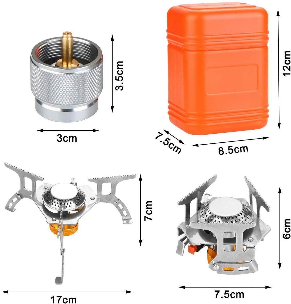 Portable Camping Gas Stove with Piezo Ignition and Carrying Case