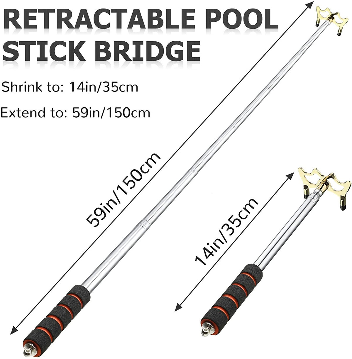 Retractable Billiard Bridge Stick with Brass Head – Extendable Cue Accessory