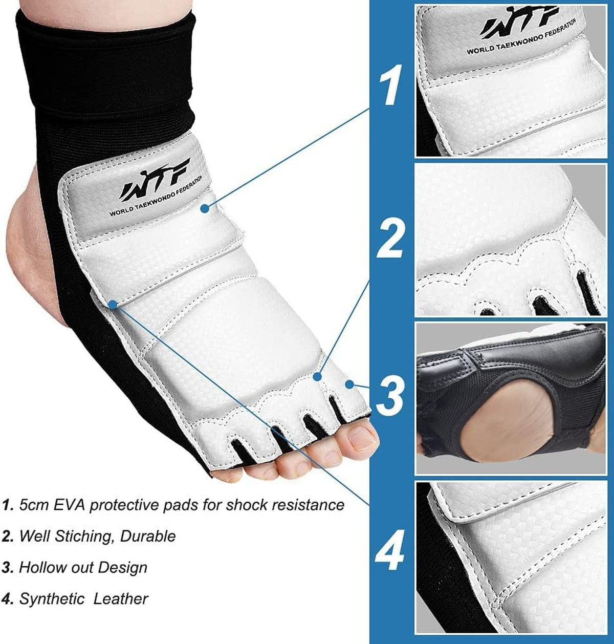 Martial Arts Foot Protector for Taekwondo Boxing Kickboxing MMA Sparring Gear White