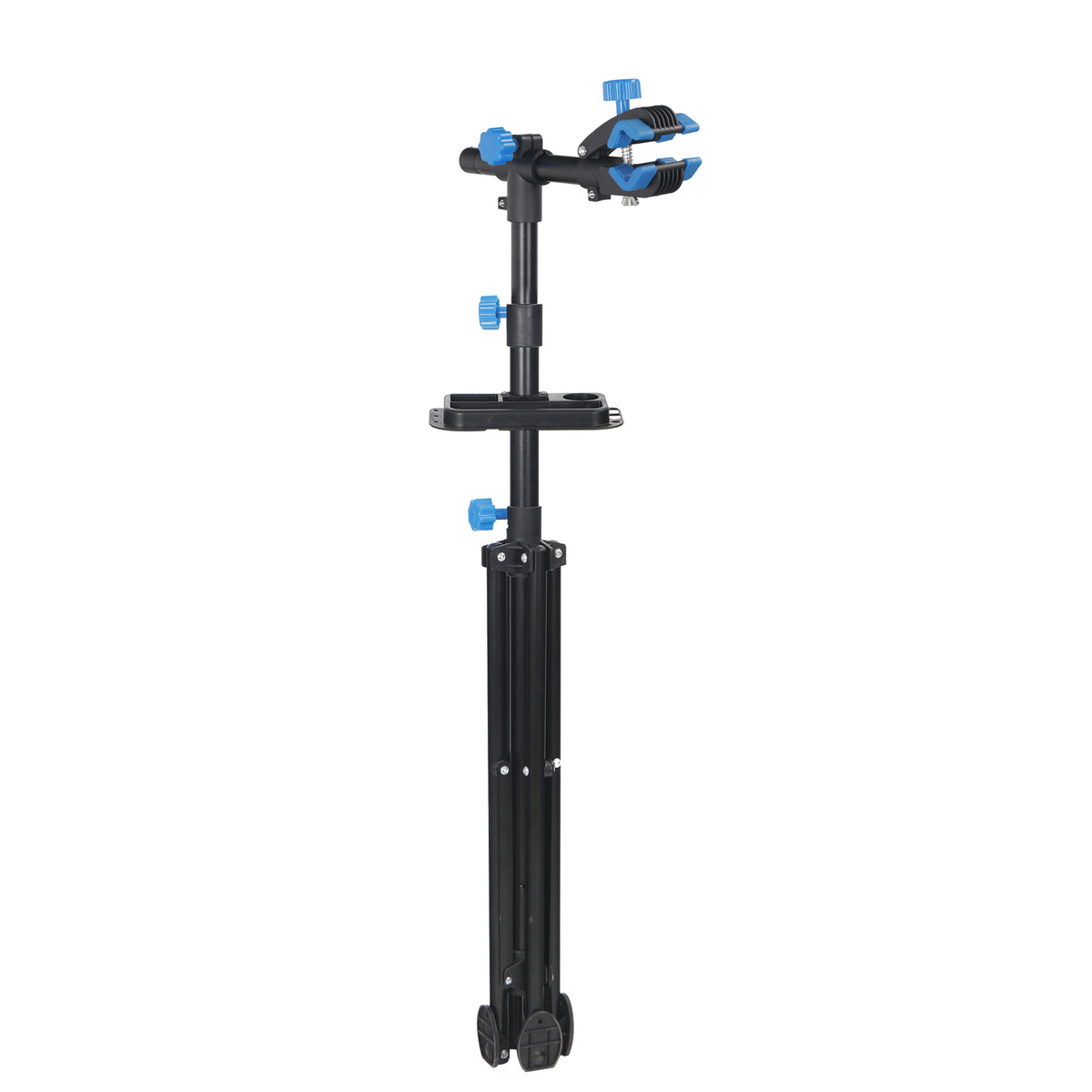 Adjustable Bicycle Repair Stand with Foldable Legs and Tool Tray