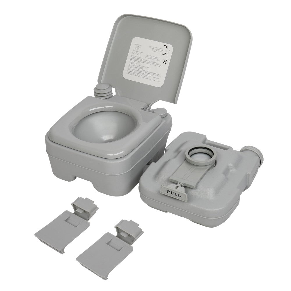 10L Portable Camping Toilet with Flush System Gray - Travel & Hiking Potty
