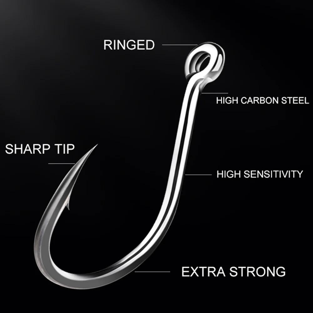 50-100pcs Gold Fishing Hooks - High Carbon Steel, Barbed, Ringed Eye, Multiple Sizes