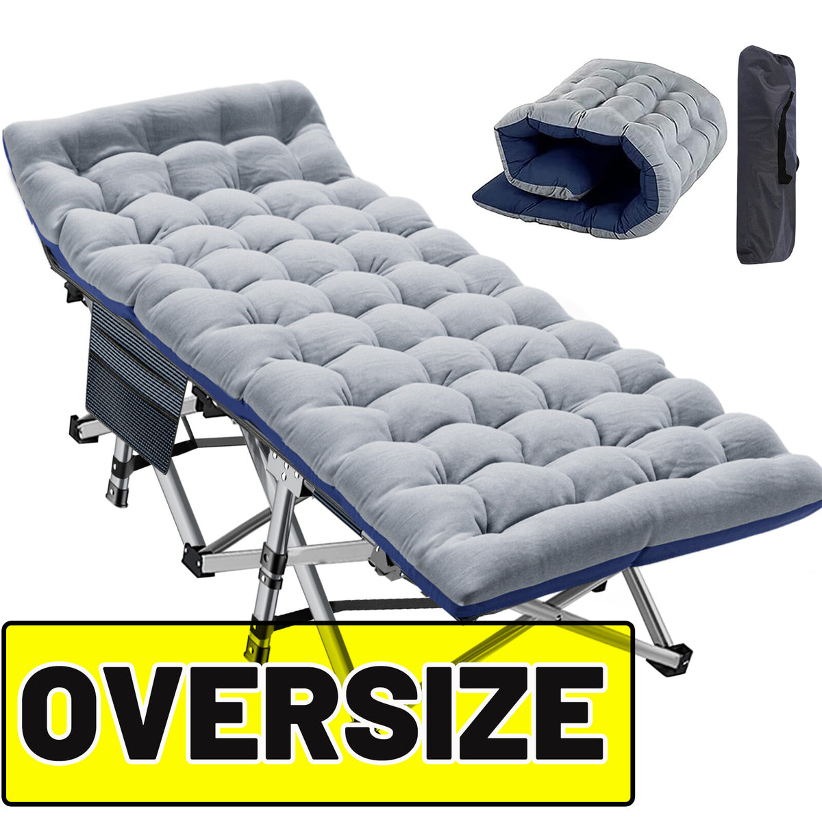 Heavy Duty Folding Camping Cot with Double Layer Oxford Support Up to 900 lbs