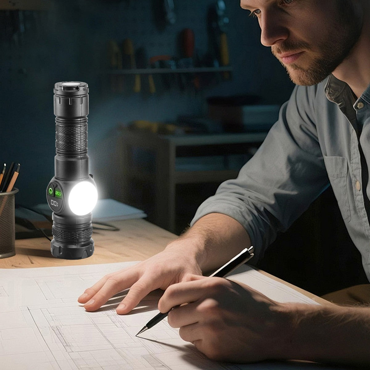 Rechargeable COB LED Work Light with Magnetic Base, 990000lm, 3 Modes