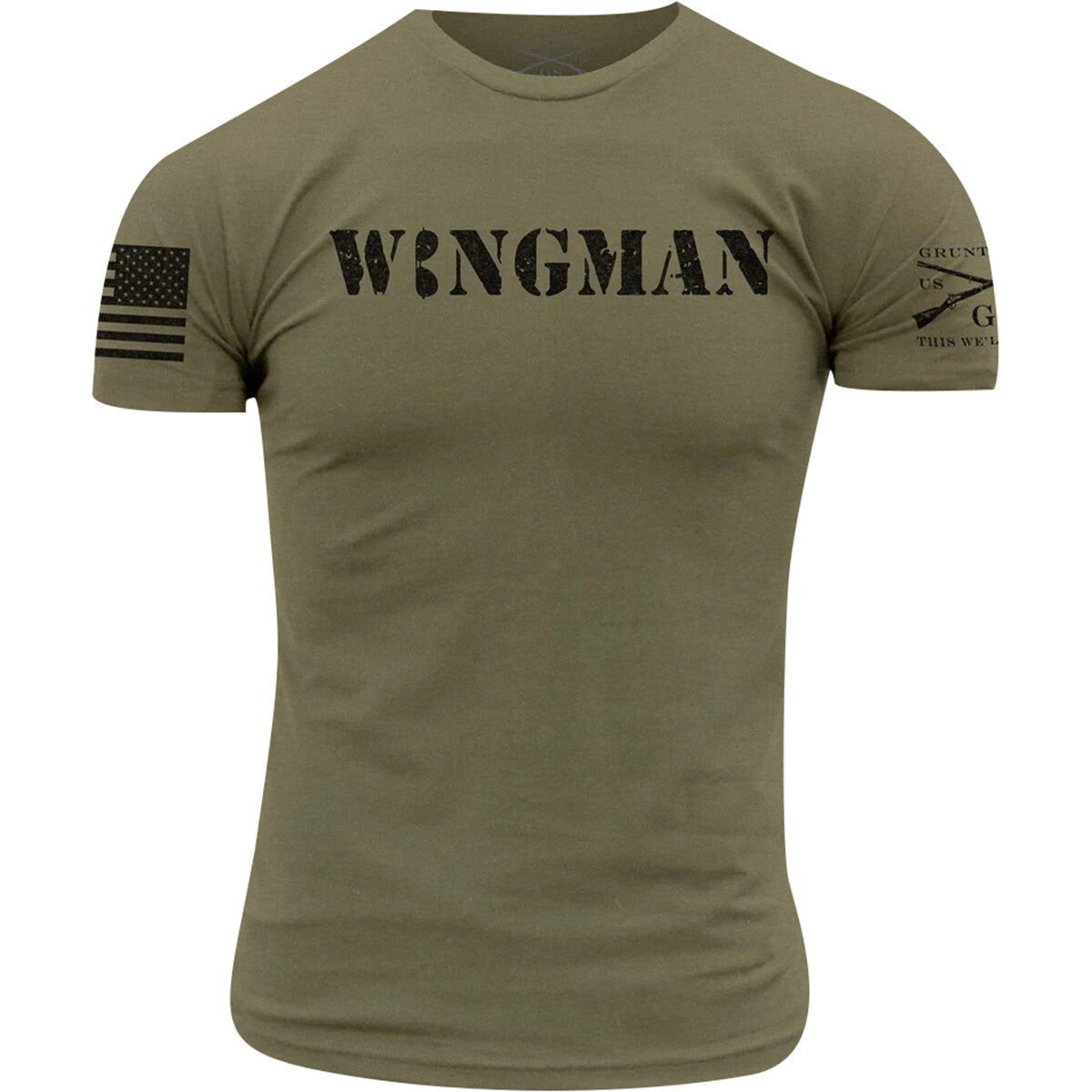 Military Green T-Shirt for Men - Wingman Style, All Sizes