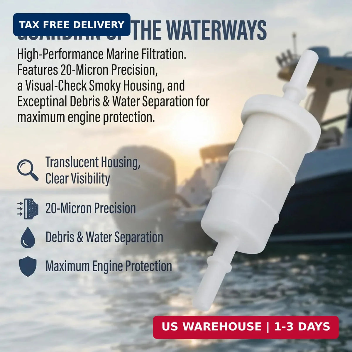 In-Line Fuel Filter for Mercury & Mariner Outboards Pack of 2