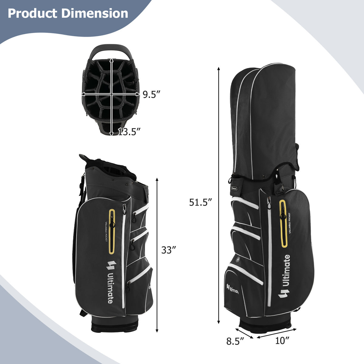 Lightweight Golf Cart Bag with 15-Way Top Dividers and Multiple Pockets | Fits All Variants