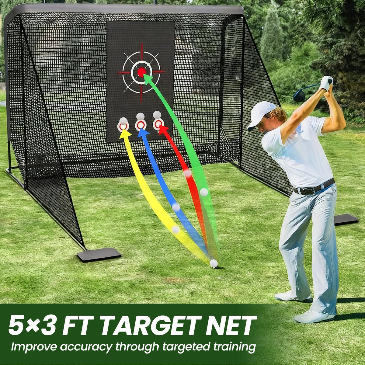 Heavy Duty 10x11ft Golf Practice Net with Target Cloth for Backyard & Indoor Use
