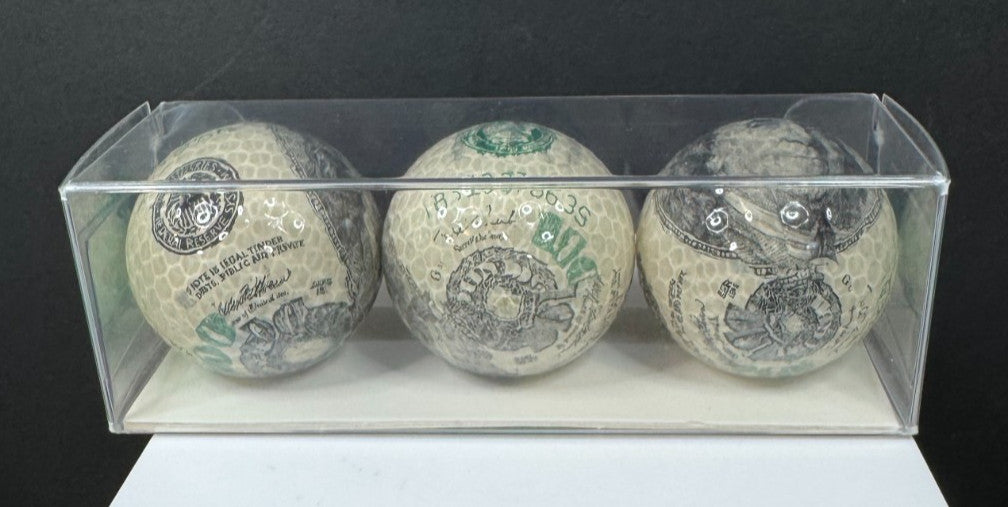 Lot of 3 Fun Franklin $100 Bill Special Occasion Golf Balls - Vintage US Golf Gift