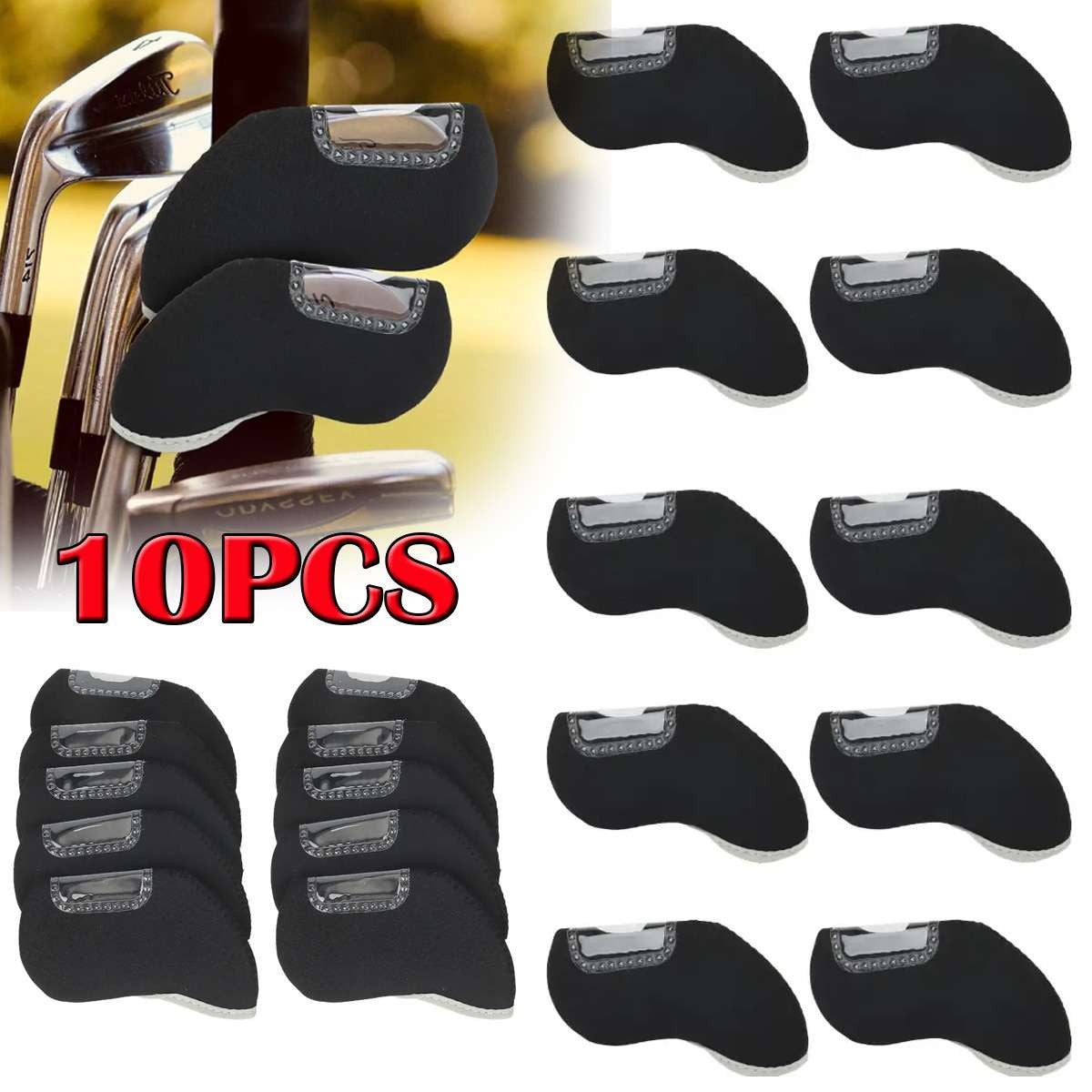 Golf Club Head Covers Set 10pcs Neoprene Iron Protector Covers