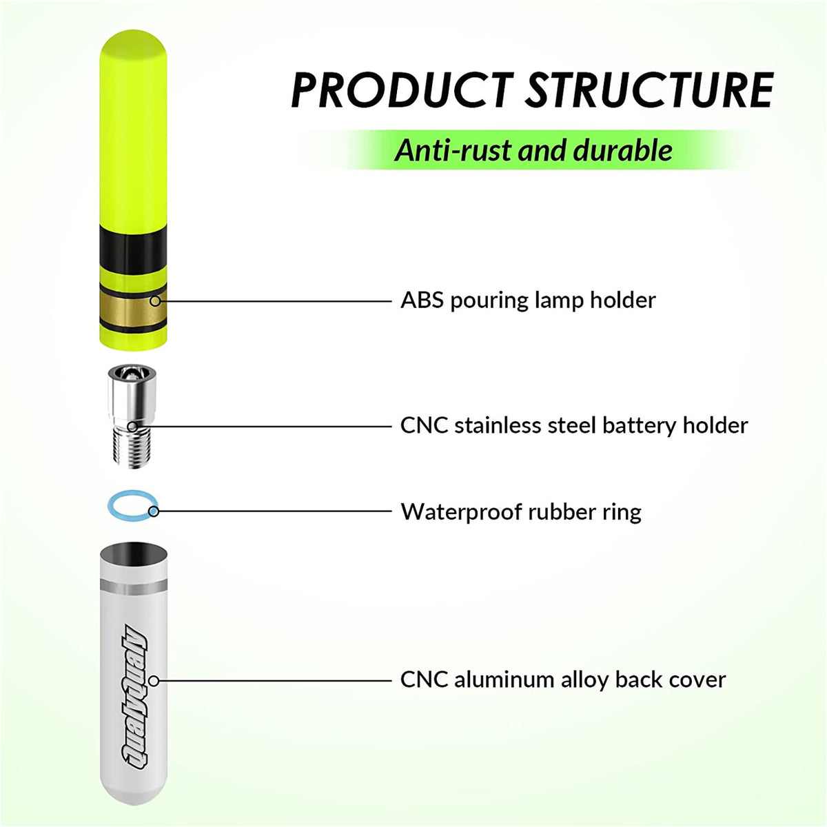 Glow Fishing Float Sticks 6 Pack LED Night Fishing Lights Fluorescent Green & Red