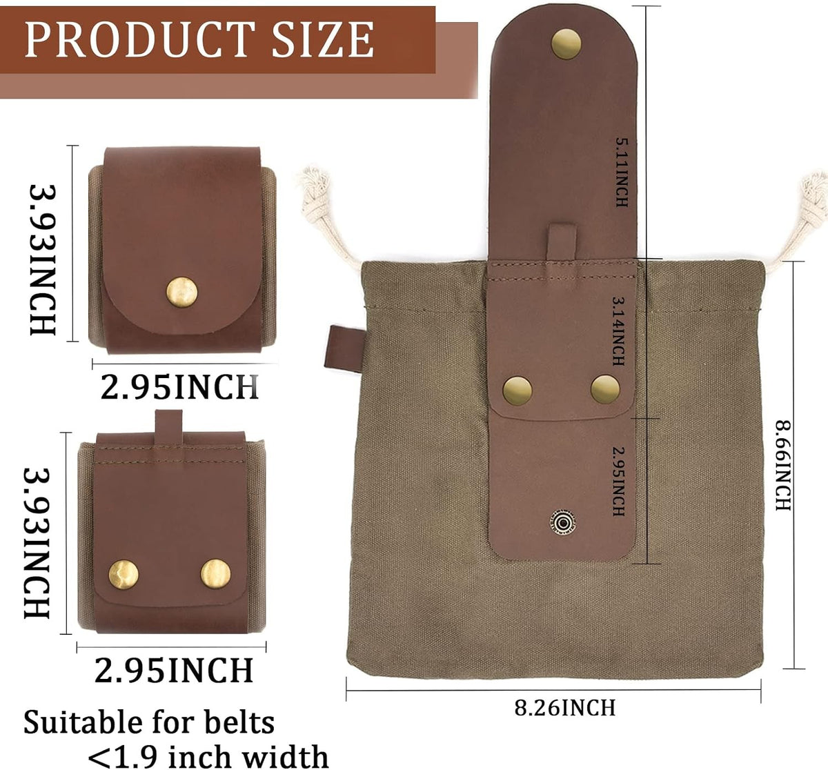 Water-Resistant Canvas Foraging Pouch with Leather Handles, Collapsible Bag for Mushrooms & Outdoor Activities