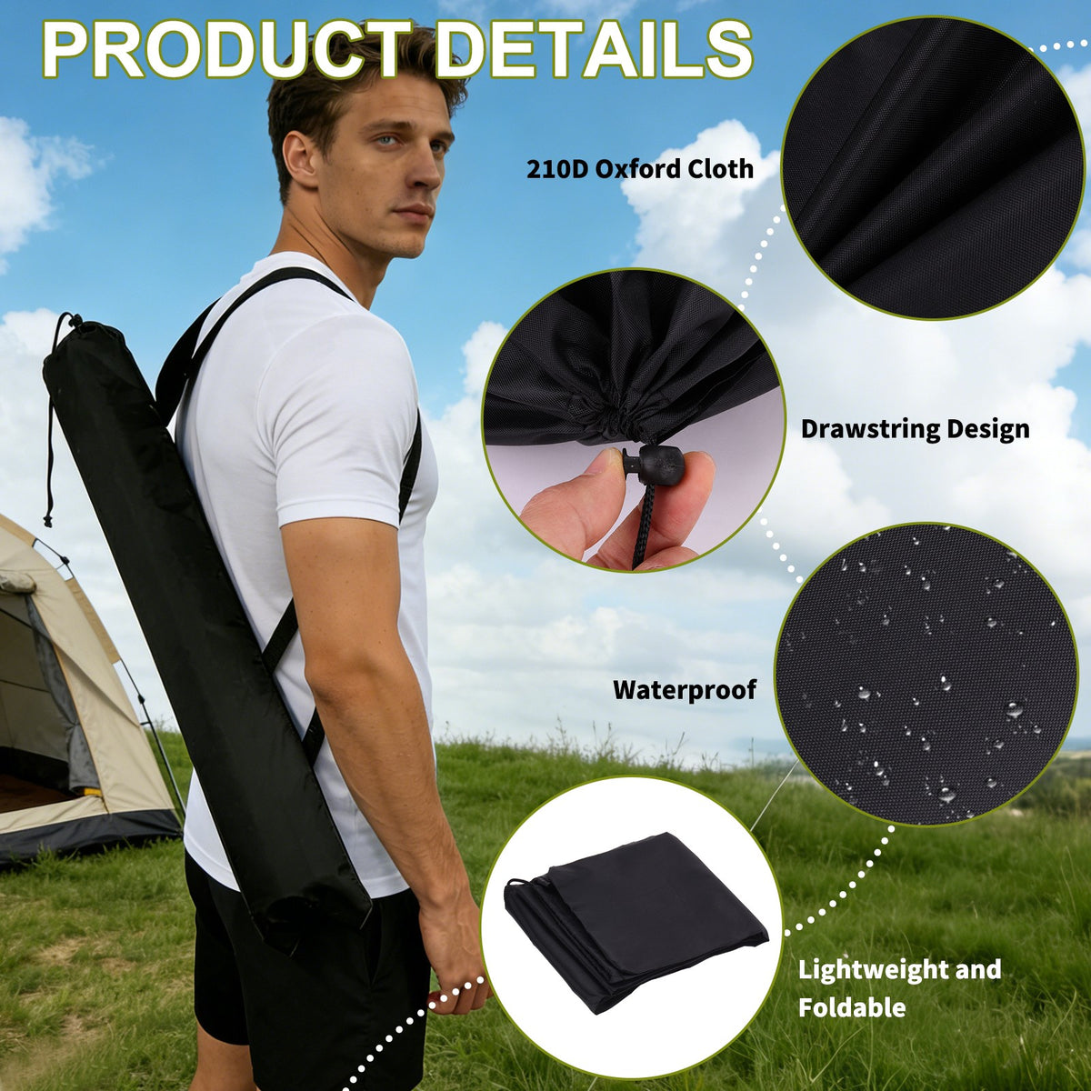 2 Pack Camping Chair Replacement Bags 34 x 10 Inch Nylon Storage Bags