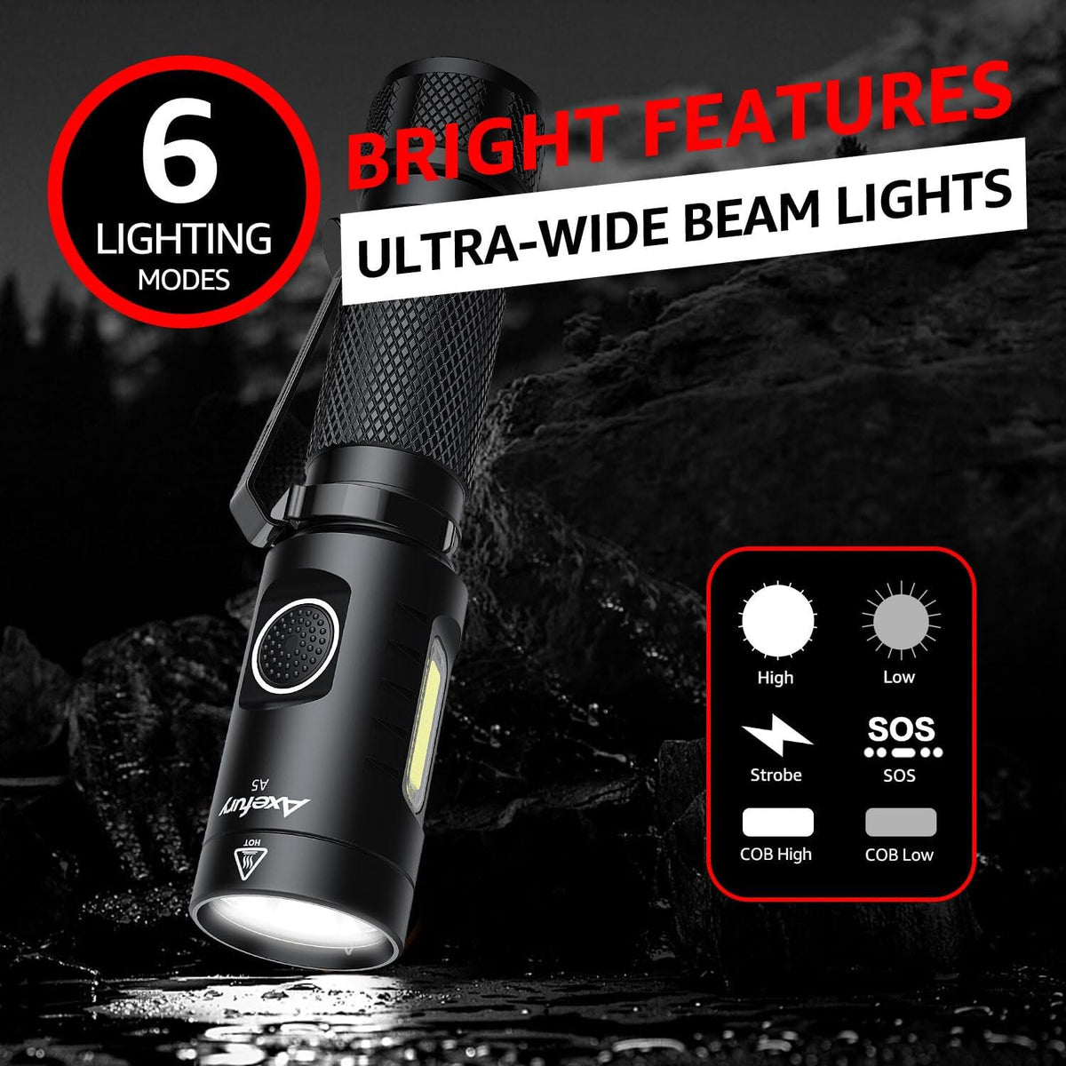 Magnetic LED Tactical Flashlight 700 Lumens Waterproof Camping Work Light