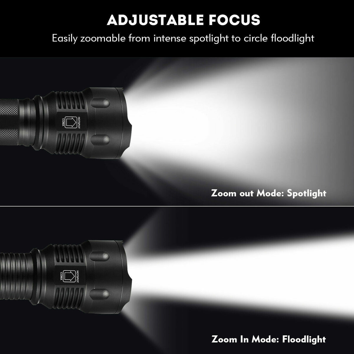 High Power Adjustable Focus LED Flashlight Torch 26650 3 Modes Waterproof