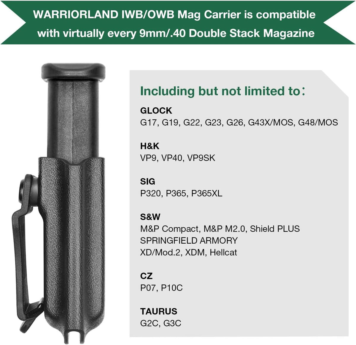 Universal IWB/OWB Magazine Holster for 9mm/.40 Double Stack Kydex