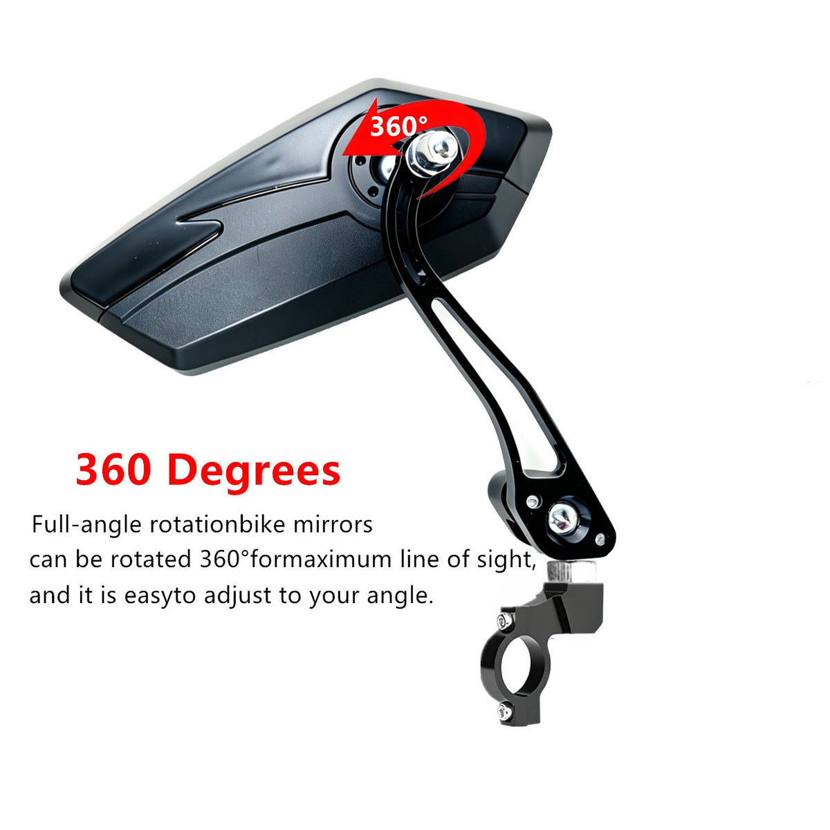 Bike Handlebar Mirror 2 Pack - Rotatable Adjustable Wide Angle Rear View
