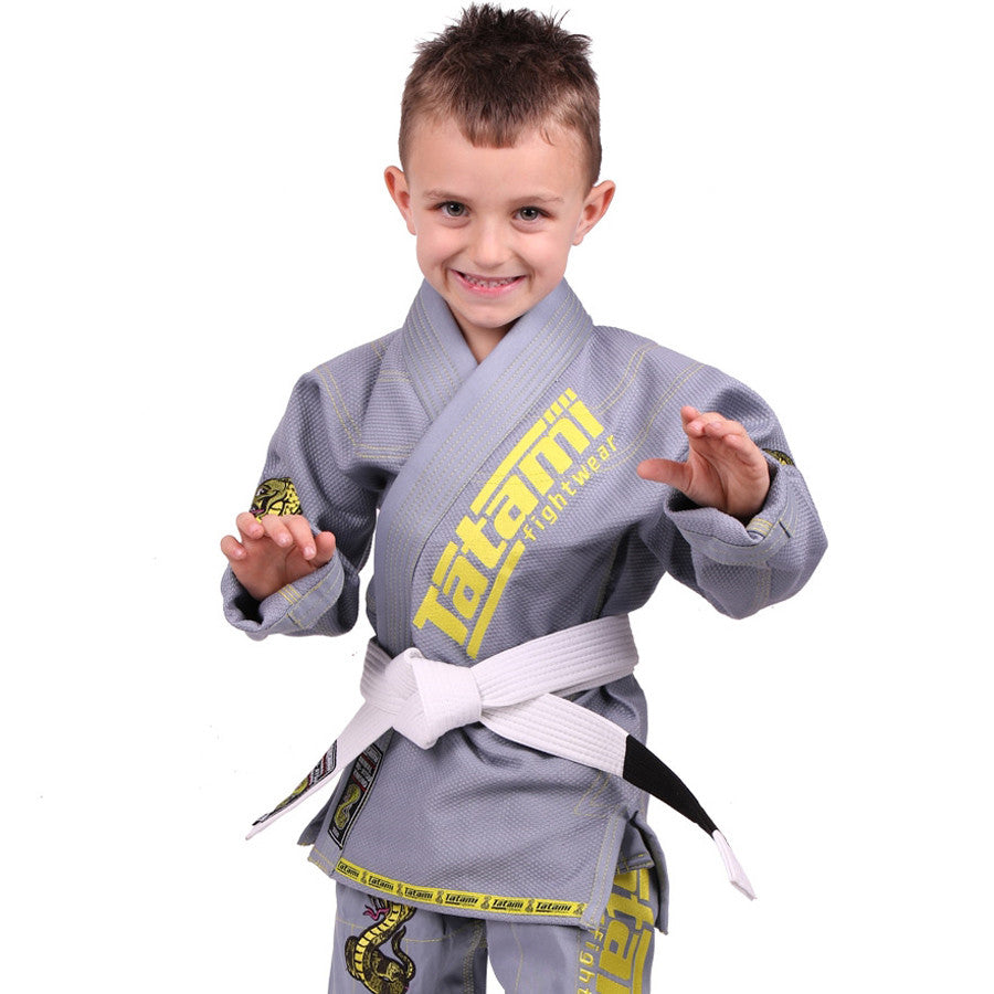 Kids Animal BJJ Gi - Gray, Fun and Durable Cotton Martial Arts Uniform
