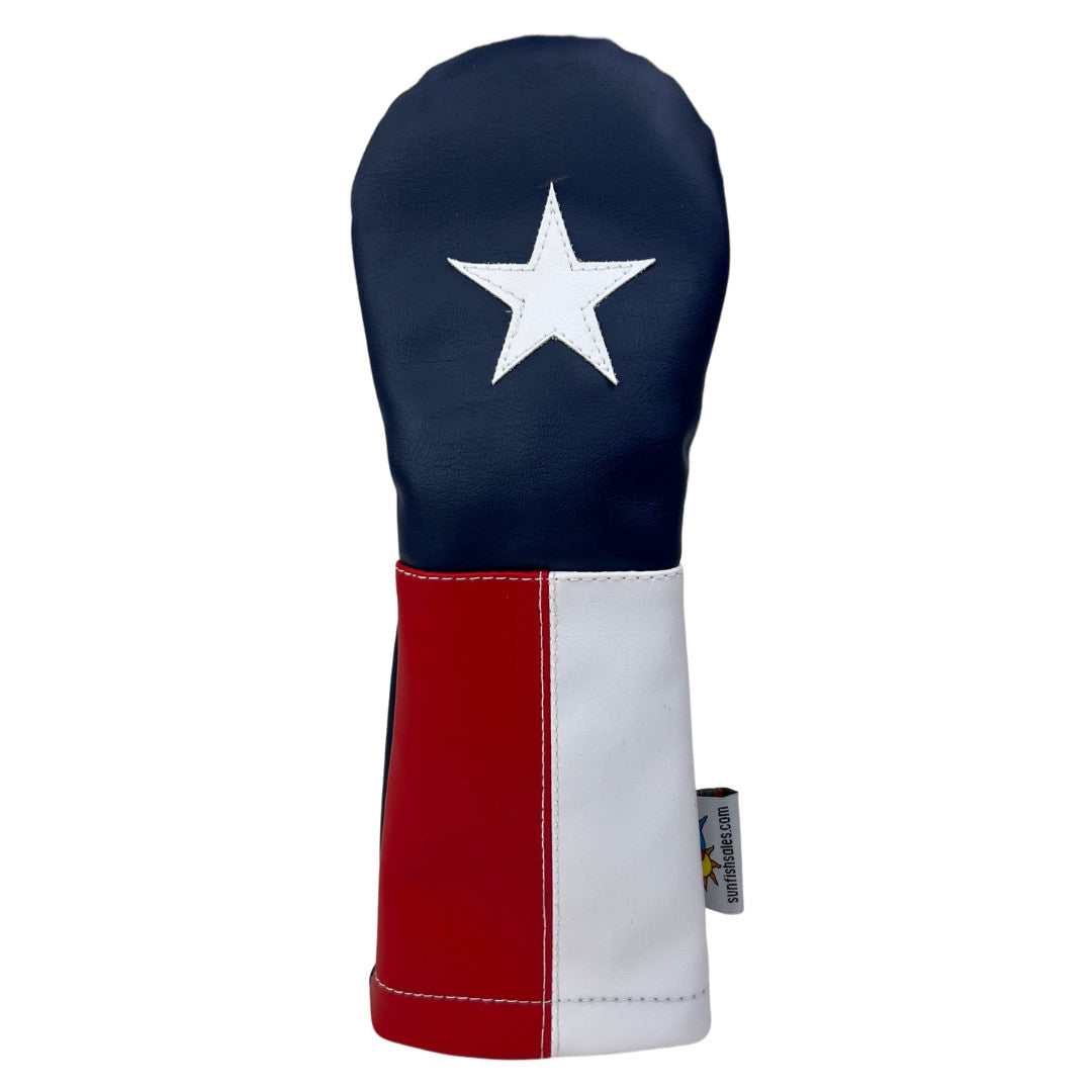 Sunfish Texas Flag Leather Golf Headcover Set - Driver, Fairway, Hybrid