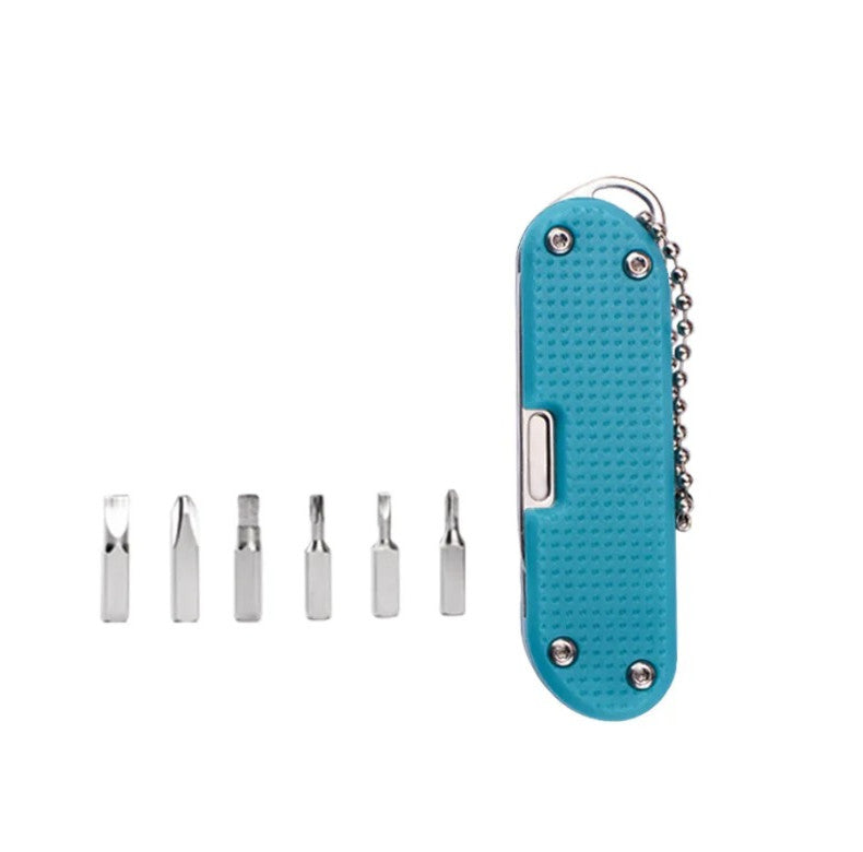 Multifunctional Folding Knife Keychain Tool with Screwdriver - Stainless Steel, Compact EDC