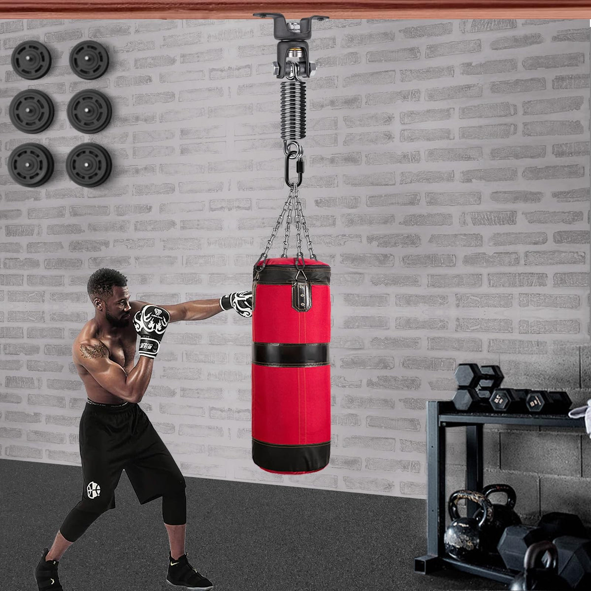 Heavy Duty Boxing Bag Hanger with Spring 360° Swivel Support 275 Lb Capacity
